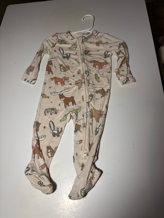 Angel Dear Other - Angel Dear Cream Forest Animal Zip Footed One-Piece Bamboo breathable